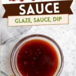 A Pinterest Pin with a jar of Honey Sriracha Sauce.