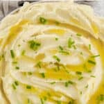 A Pinterest Pin for dairy free mashed potatoes.