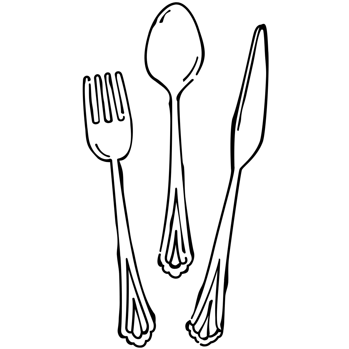 Spoon, fork, and knife icons.