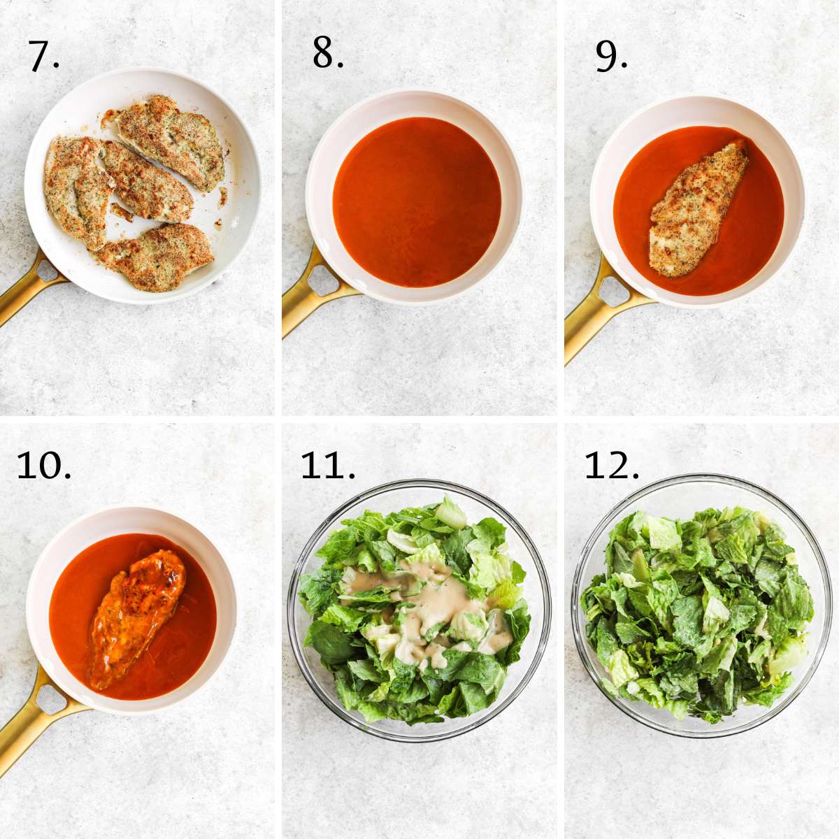 Step to make buffalo chicken caesar salad.