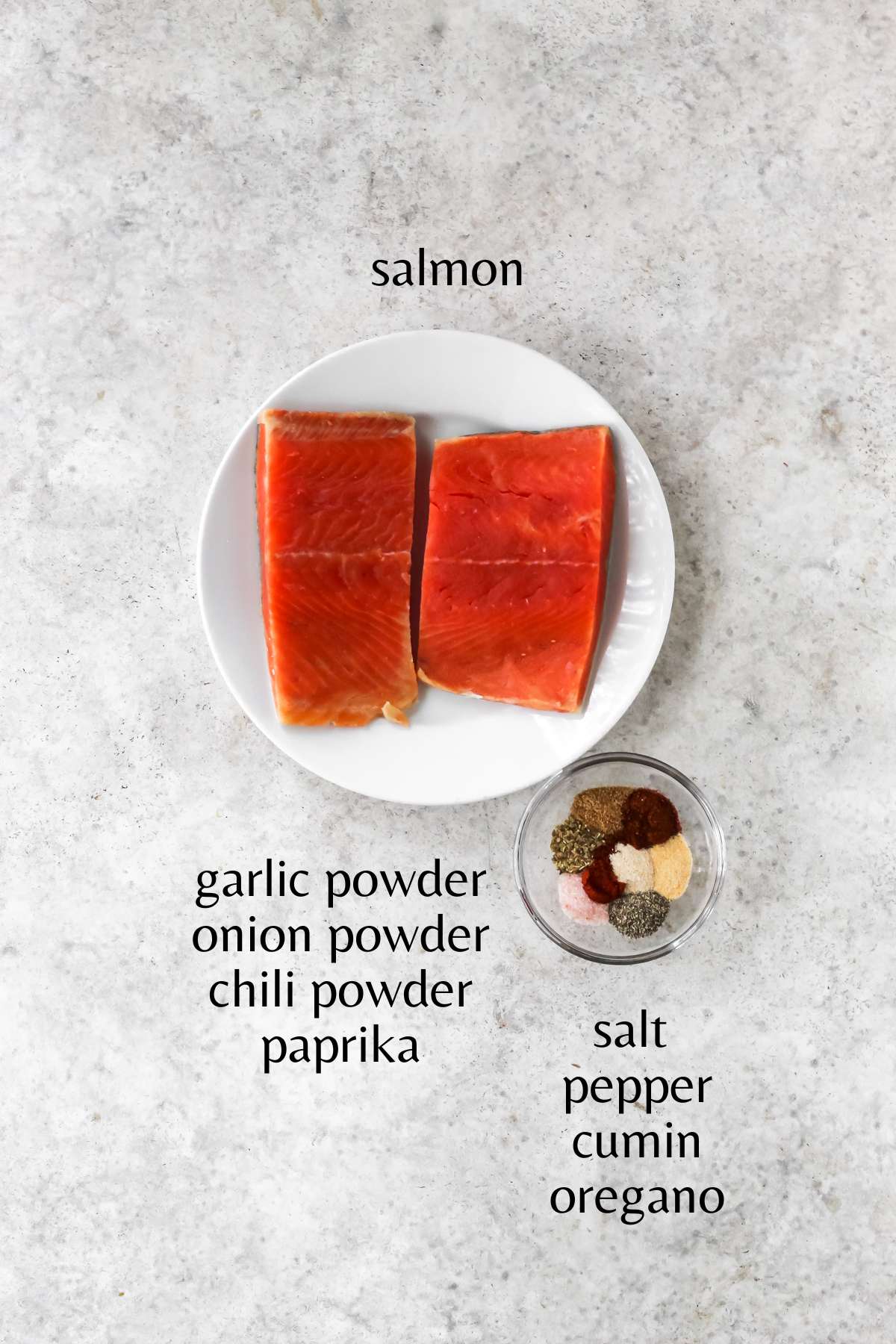Ingredients needed to make air fryer salmon tacos.