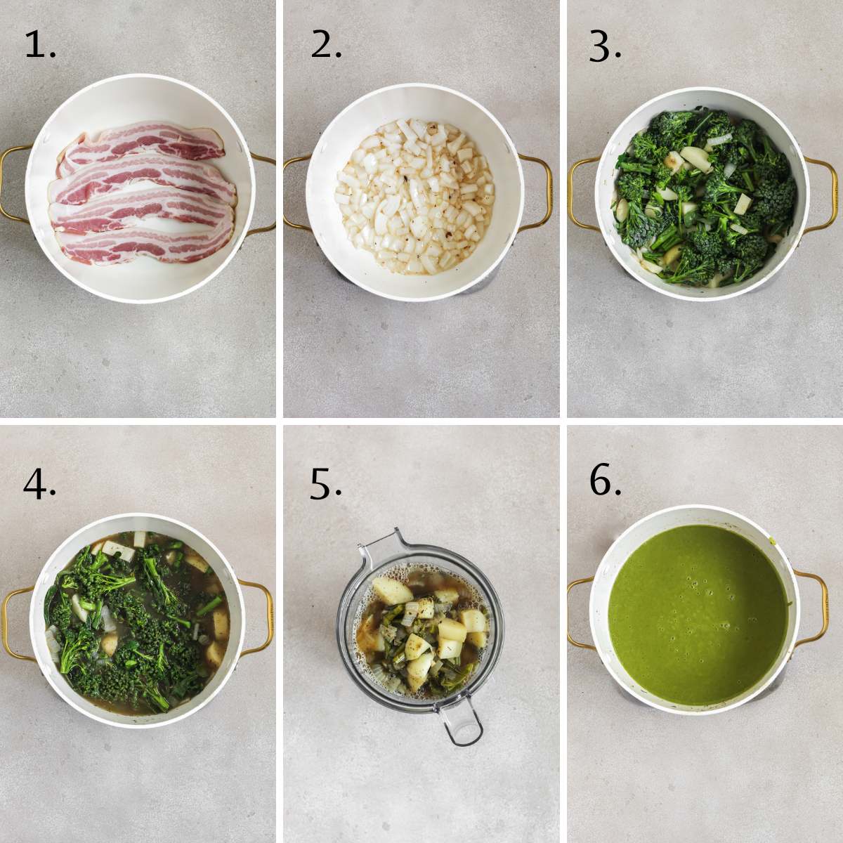 Step by step on how to make broccolini soup.