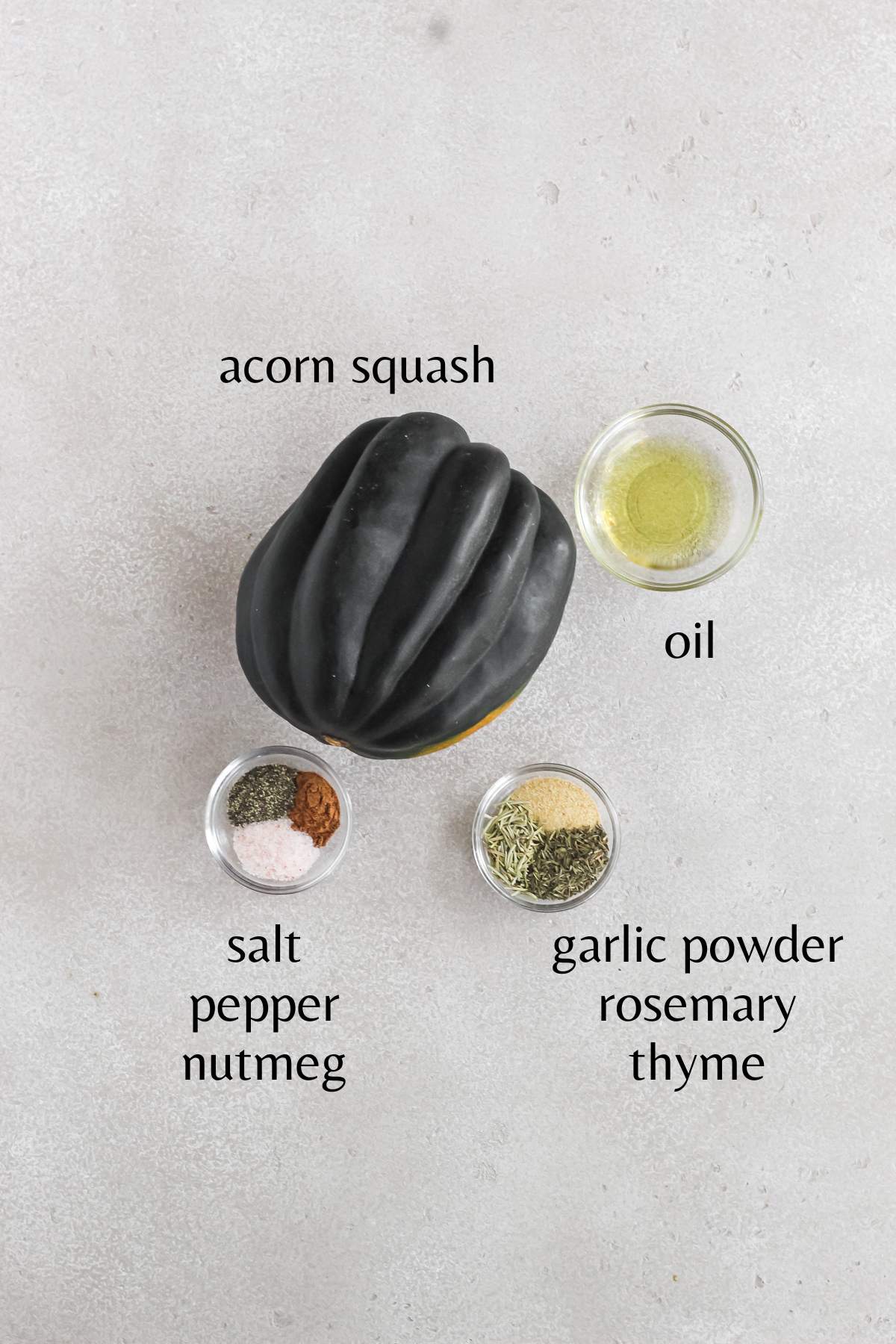 Ingredients needed to make air fryer acorn squash.