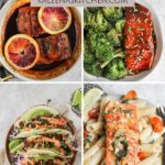 A Pinterest pin for Gluten Free Salmon Recipes showing 4 different salmon recipes.