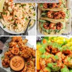 A Pinterest pin posted for Gluten Free Shrimp Recipes showing 4 different shrimp recipes.